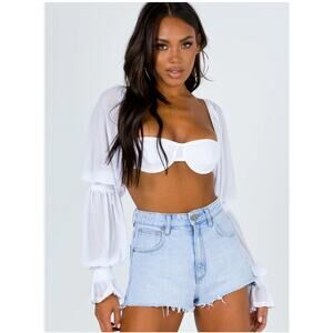 ZYA White Corset Top Puff Sleeve Coquette Lolita J-Fashion Size 2